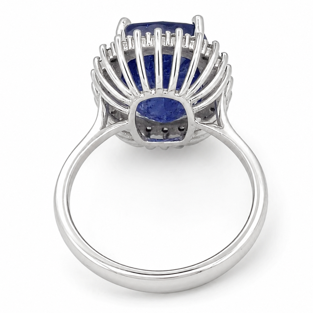 Anello - 18 carati Oro bianco - 7.90ct. tw. Tanzanite - Diamante - Made in Italy - Handmade