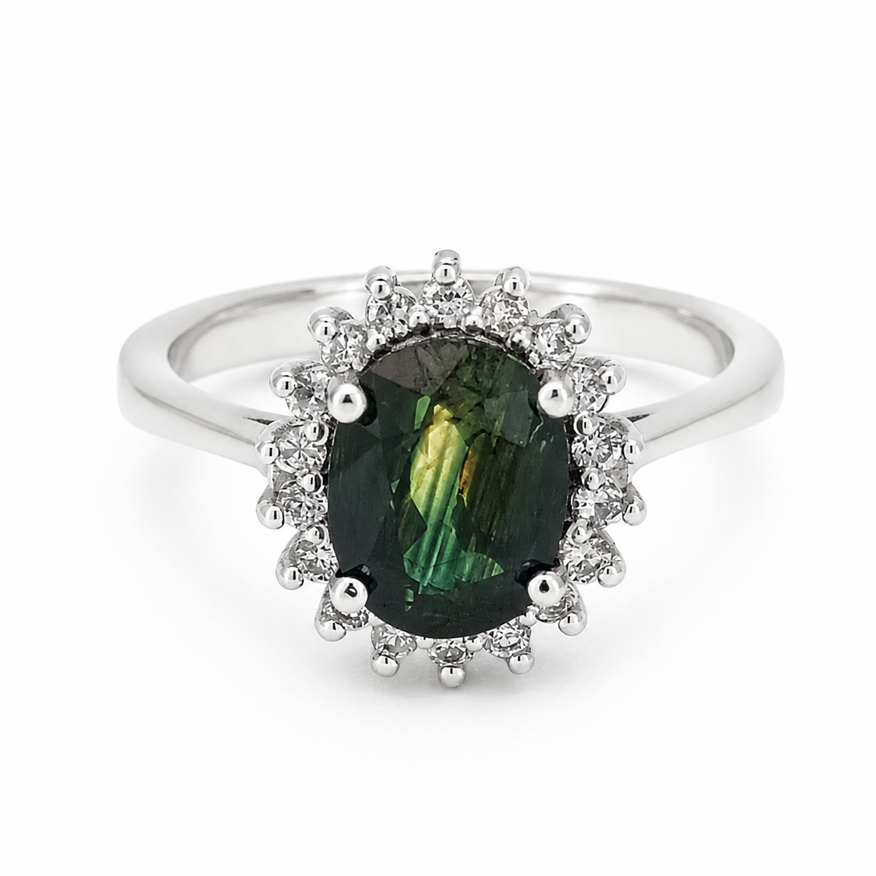 Anello - 14 carati Oro bianco - 2.76ct. tw. Zaffiro - Diamante - Made in Italy - Handmade