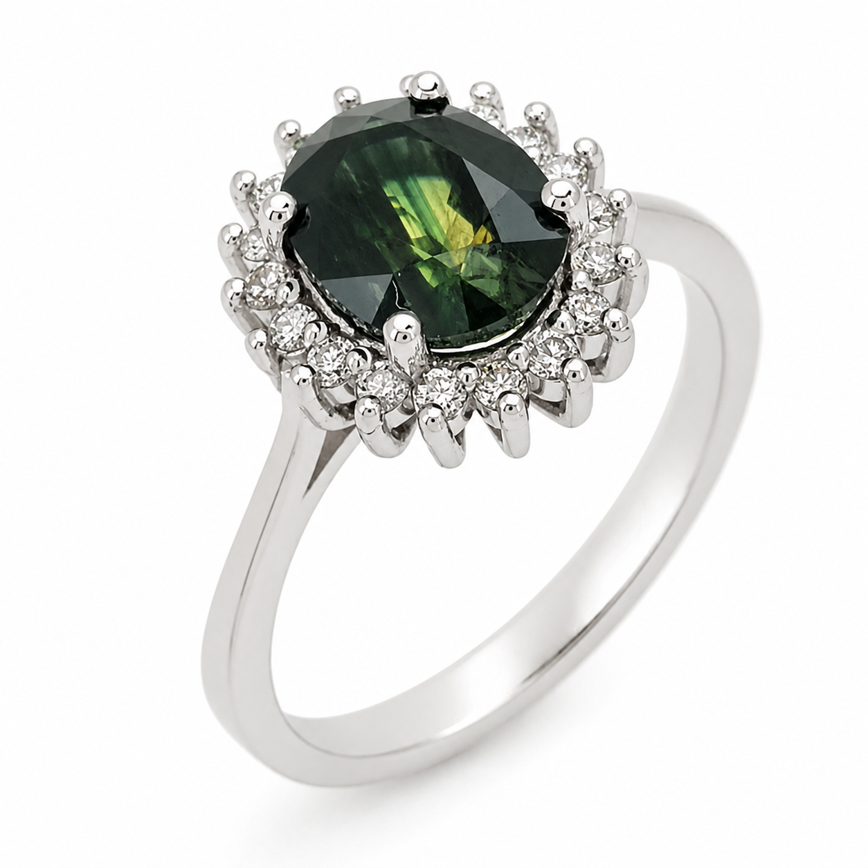 Anello - 14 carati Oro bianco - 2.76ct. tw. Zaffiro - Diamante - Made in Italy - Handmade