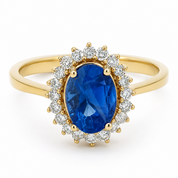 Anello - 14 carati Oro giallo - 1.83ct. tw. Zaffiro - Diamante - Made in Italy - Handmade