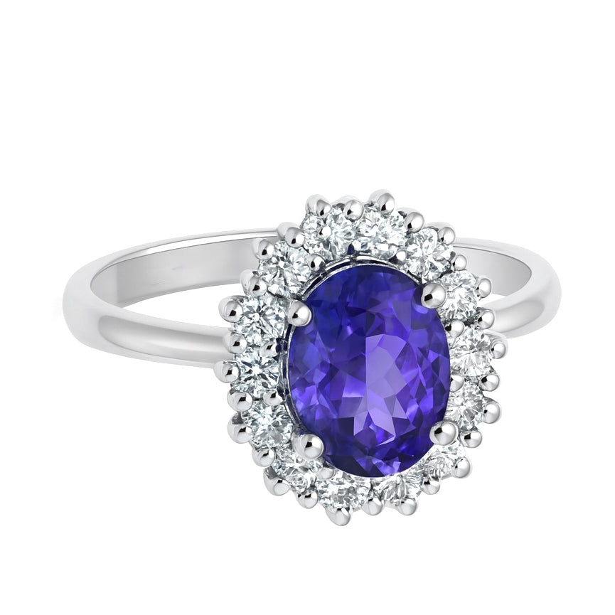 Anello - 18 carati Oro bianco - 1.70ct. tw. Diamante (Naturale) - Tanzanite