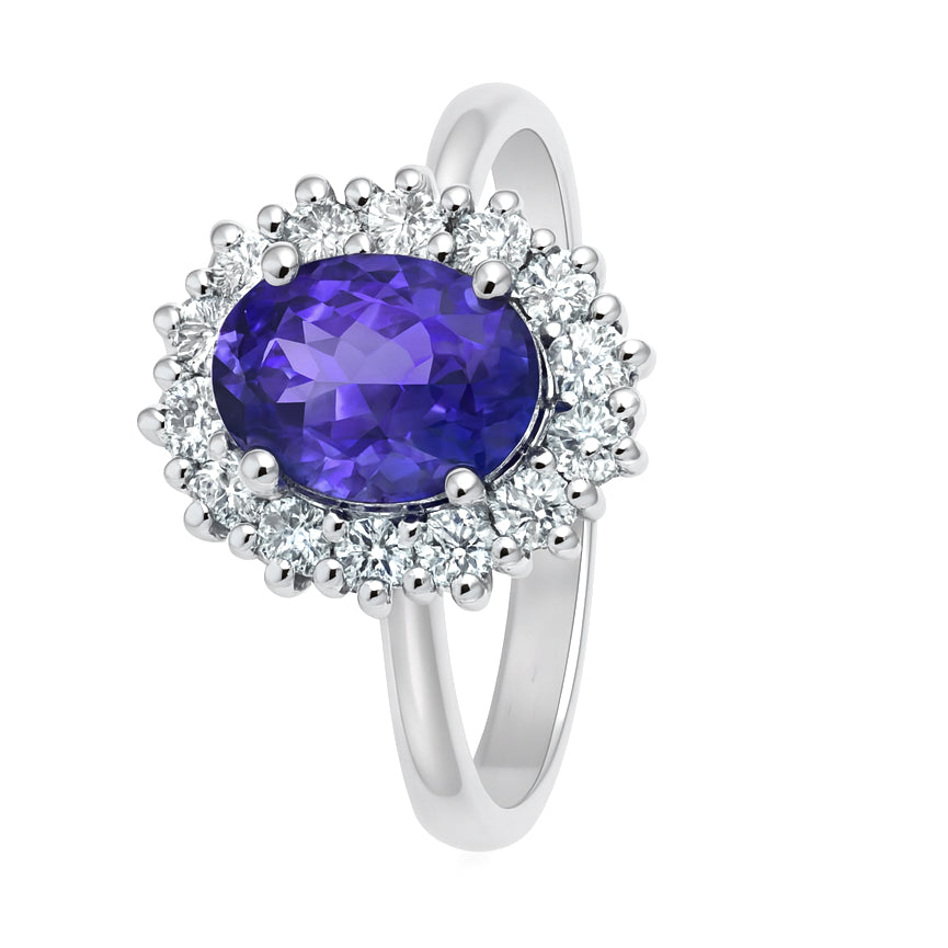 Anello - 18 carati Oro bianco - 1.70ct. tw. Diamante (Naturale) - Tanzanite
