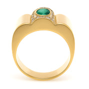 Anello - 18 carati Oro giallo - 1.30ct. tw. Smeraldo - Diamante