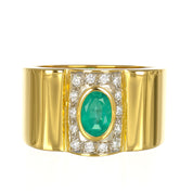 Anello - 18 carati Oro giallo - 1.30ct. tw. Smeraldo - Diamante