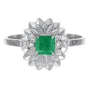 Anello - 18 carati Oro bianco - 0.40ct. tw. Smeraldo - Diamante