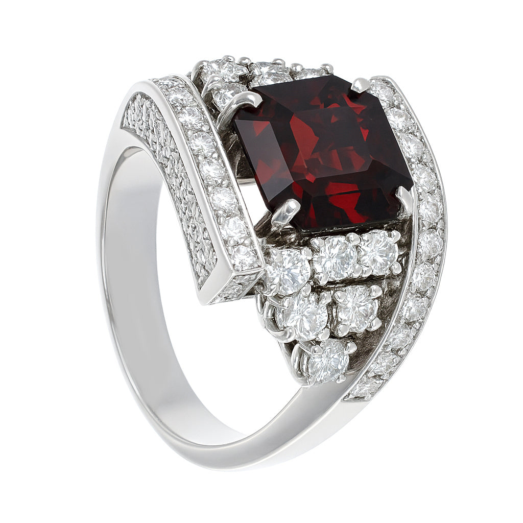 Anello - 18 carati Oro bianco - 5.23ct. tw. Spinello - Diamante