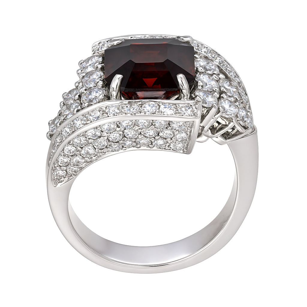 Anello - 18 carati Oro bianco - 5.23ct. tw. Spinello - Diamante