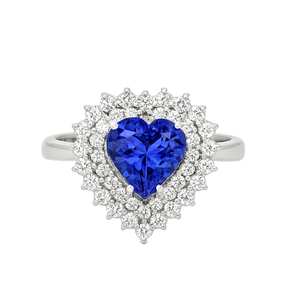 Anello - 18 carati Oro bianco - 2.35ct. tw. Tanzanite - Diamante