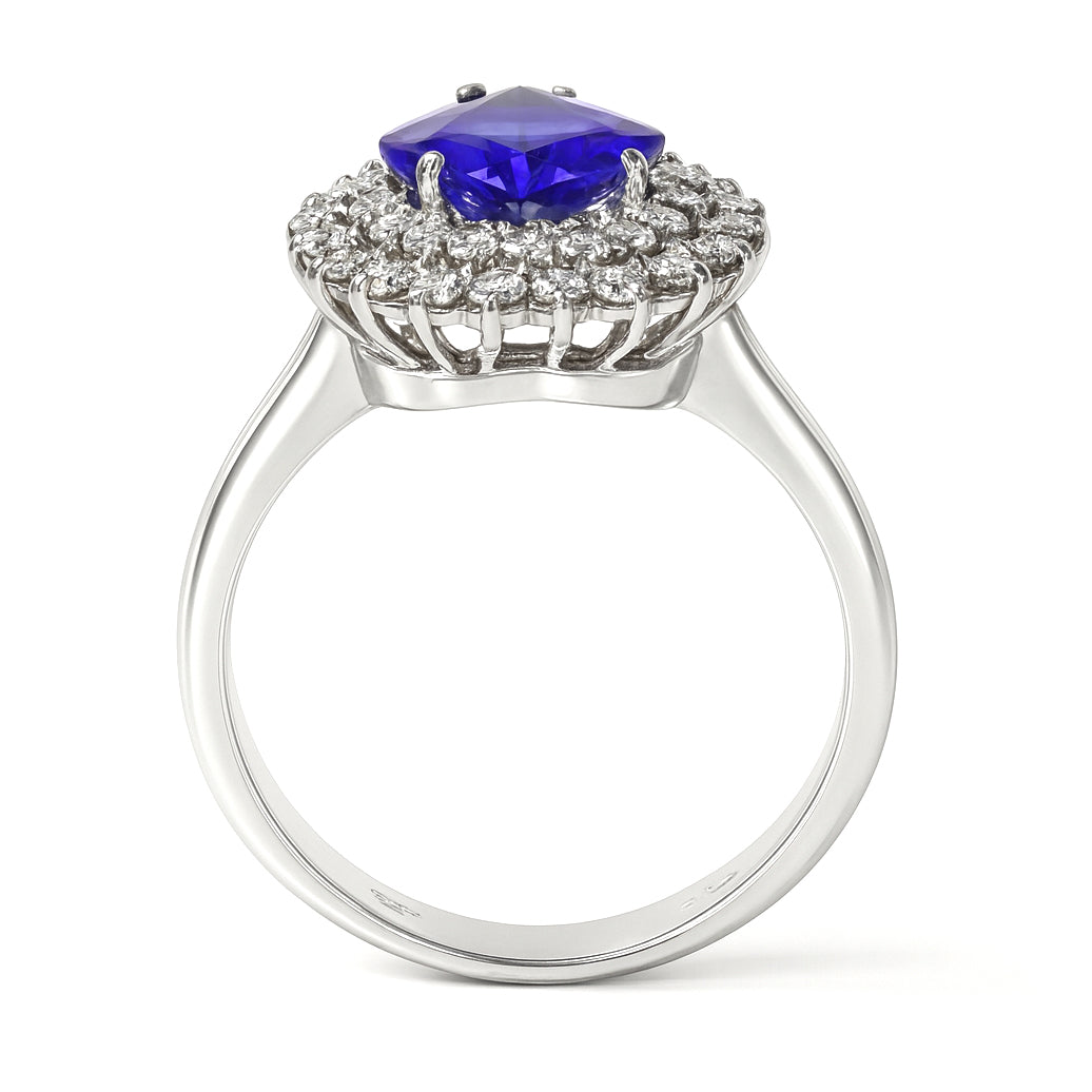 Anello - 18 carati Oro bianco - 2.35ct. tw. Tanzanite - Diamante