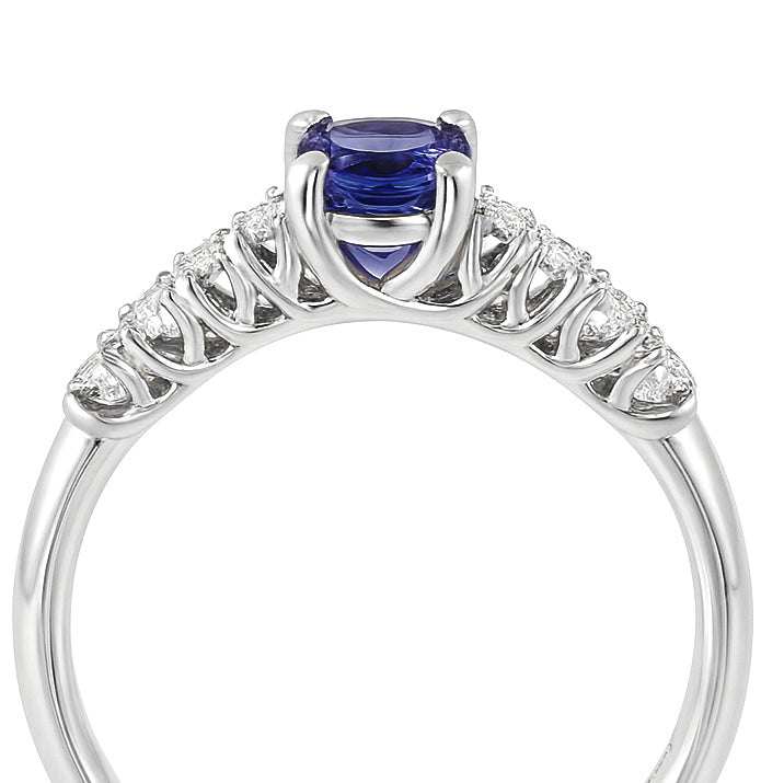 Anello - 18 carati Oro bianco - 0.87ct. tw. Tanzanite - Diamante