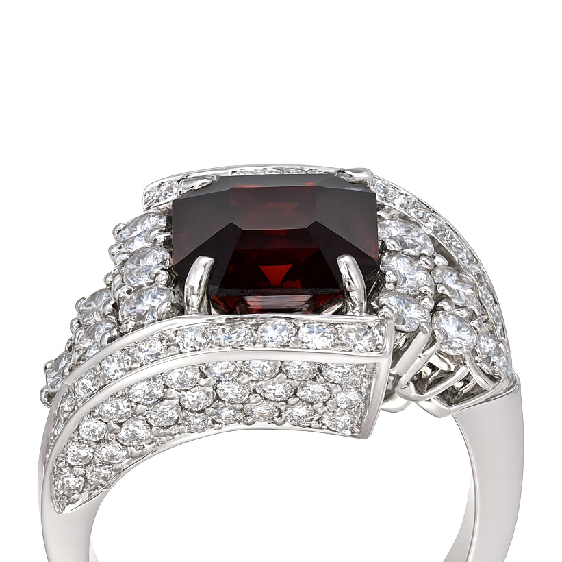 Anello - 18 carati Oro bianco - 5.23ct. tw. Spinello - Diamante