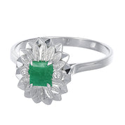 Anello - 18 carati Oro bianco - 0.40ct. tw. Smeraldo - Diamante