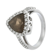 Anello - 18 carati Oro bianco - 6.08ct. tw. Quarzo - Diamante