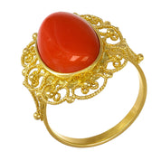 Anello - 18 carati Oro giallo Corallo