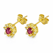 Orecchini - 18 carati Oro giallo - 0.42ct. tw. Rubino - Diamante