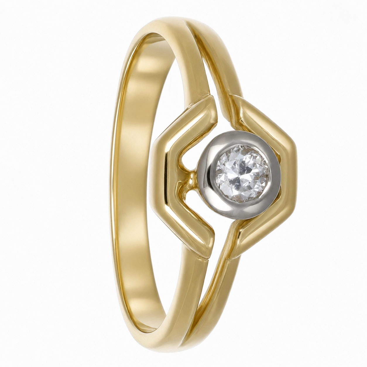 Anello - 18 carati Oro bianco, Oro giallo - 0.20ct. tw. Diamante (Naturale) - Made in Italy - Handmade