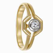 Anello - 18 carati Oro bianco, Oro giallo - 0.20ct. tw. Diamante (Naturale) - Made in Italy - Handmade