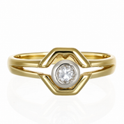 Anello - 18 carati Oro bianco, Oro giallo - 0.20ct. tw. Diamante (Naturale) - Made in Italy - Handmade