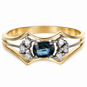 Anello - 18 carati Oro giallo, Oro bianco - 0.88ct. tw. Zaffiro - Diamante - Made in Italy - Handmade