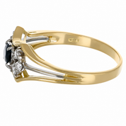 Anello - 18 carati Oro giallo, Oro bianco - 0.88ct. tw. Zaffiro - Diamante - Made in Italy - Handmade