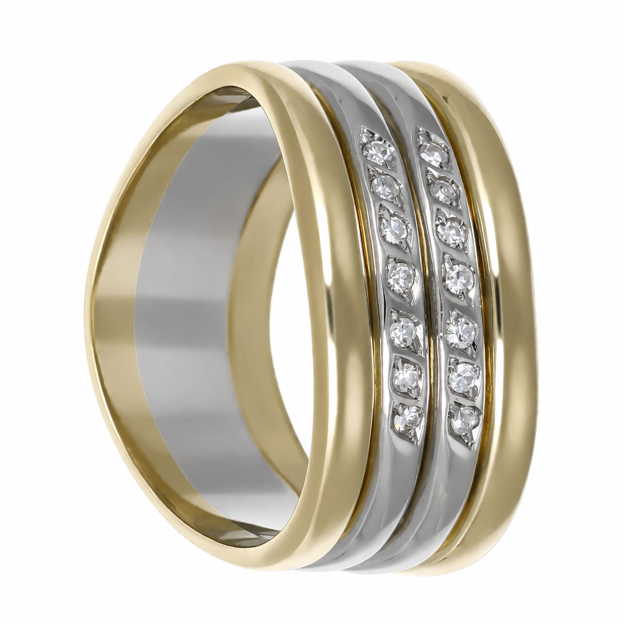 Anello - 18 carati Oro bianco, Oro giallo - 0.14ct. tw. Diamante (Naturale) - Made in Italy - Handmade