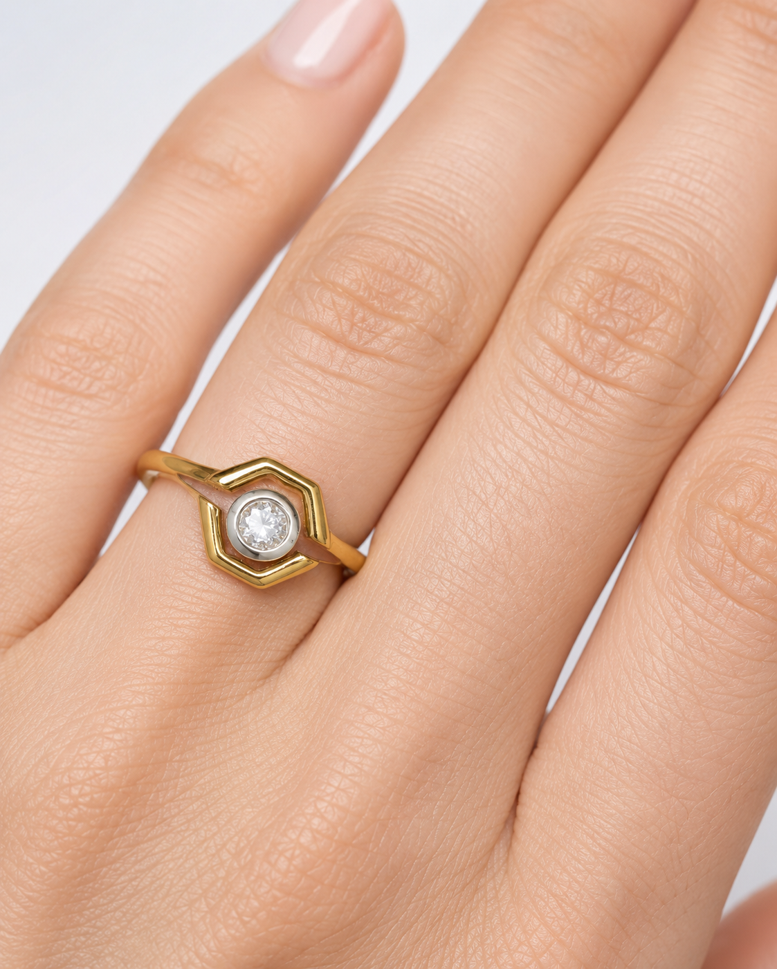 Anello - 18 carati Oro bianco, Oro giallo - 0.20ct. tw. Diamante (Naturale) - Made in Italy - Handmade