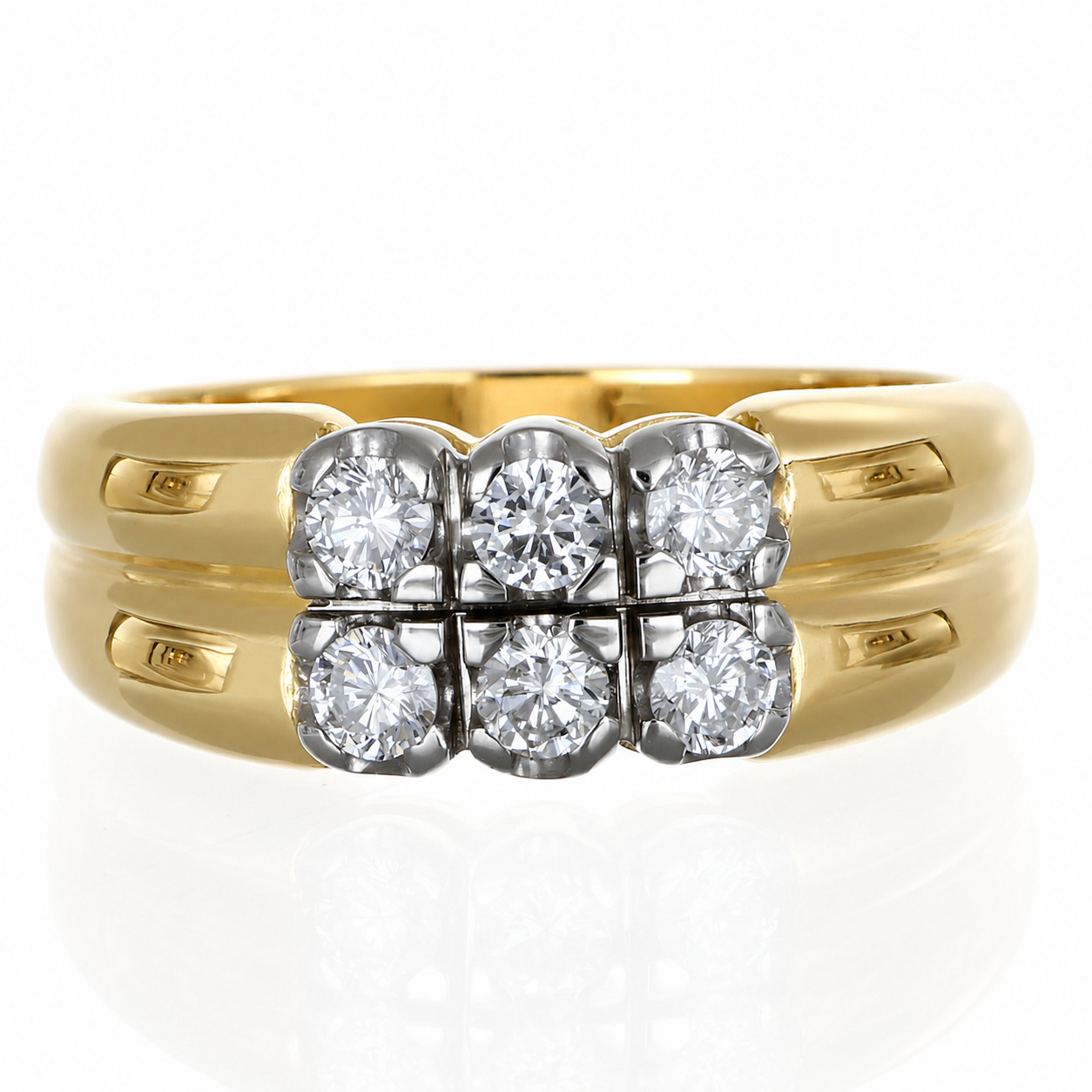 Anello - 18 carati Oro bianco, Oro giallo - 0.66ct. tw. Diamante (Naturale) - Made in Italy - Handmade