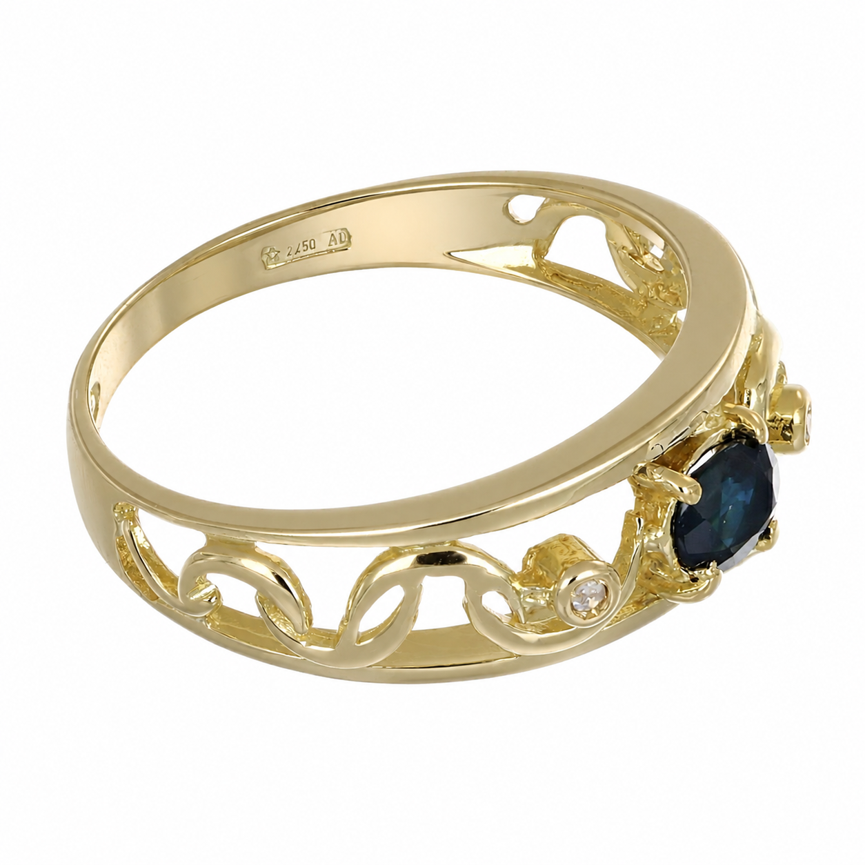 Anello - 18 carati Oro giallo - 0.33ct. tw. Zaffiro - Diamante - Made in Italy - Handmade