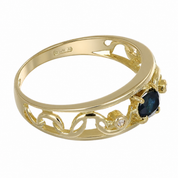 Anello - 18 carati Oro giallo - 0.33ct. tw. Zaffiro - Diamante - Made in Italy - Handmade