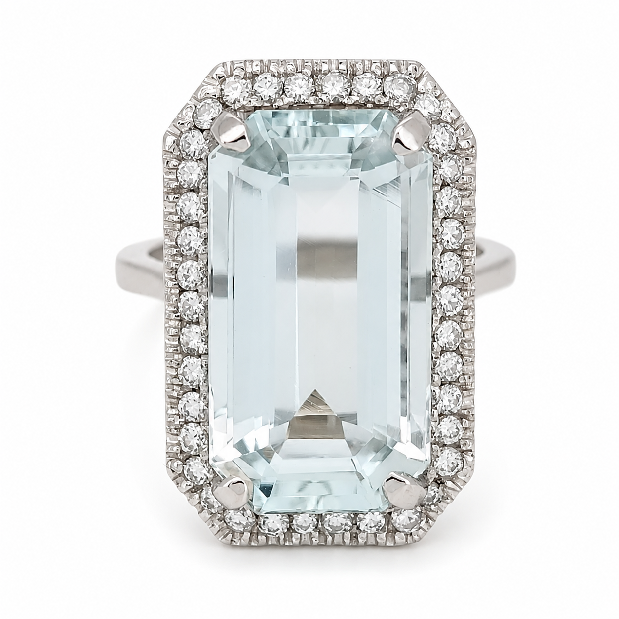 Anello - 18 carati Oro bianco Acquamarina - Diamante - Made in Italy - Handmade