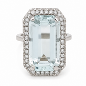 Anello - 18 carati Oro bianco Acquamarina - Diamante - Made in Italy - Handmade