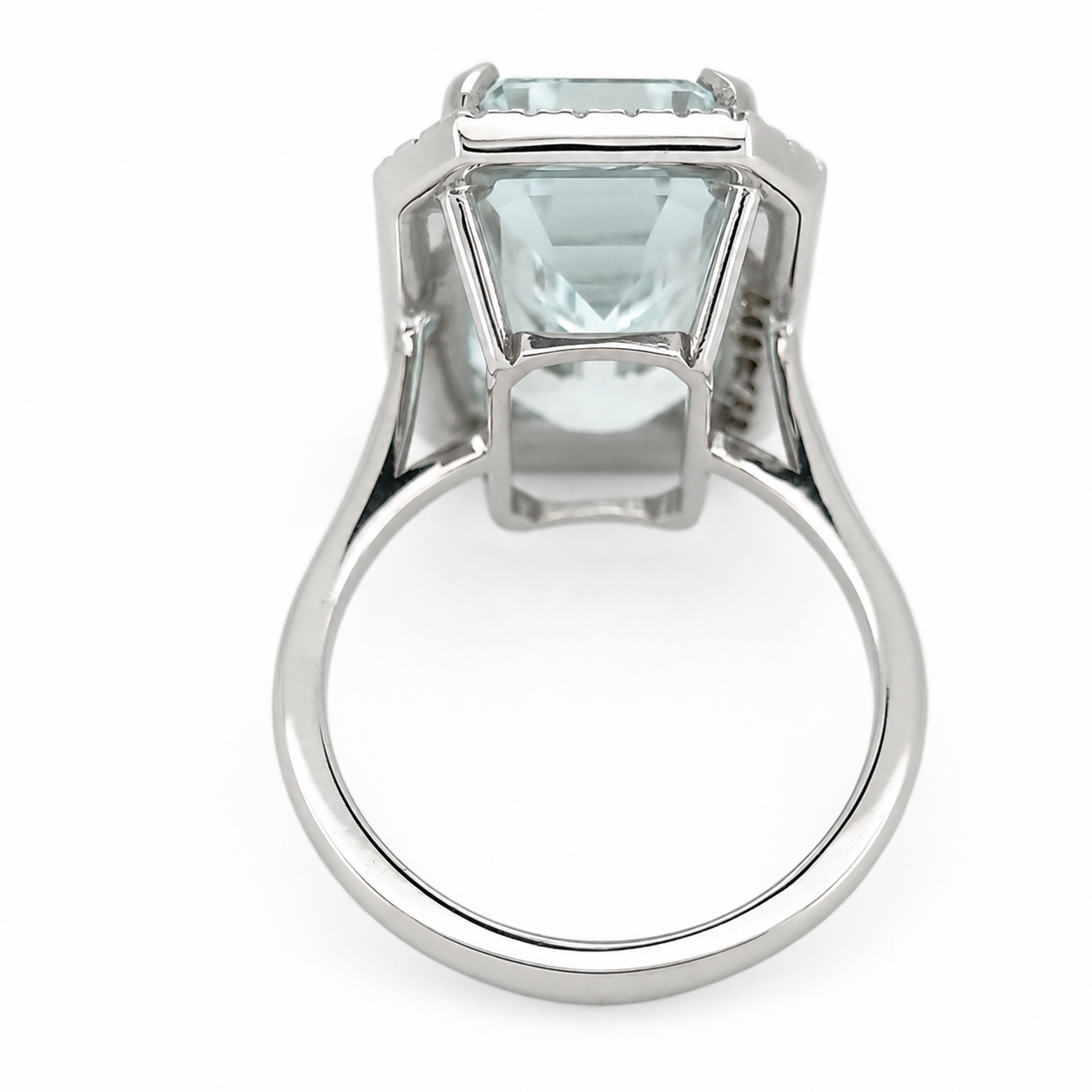 Anello - 18 carati Oro bianco Acquamarina - Diamante - Made in Italy - Handmade