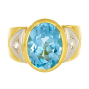 Anello - 18 carati Oro bianco, Oro giallo - 5.12ct. tw. Topazio - Diamante