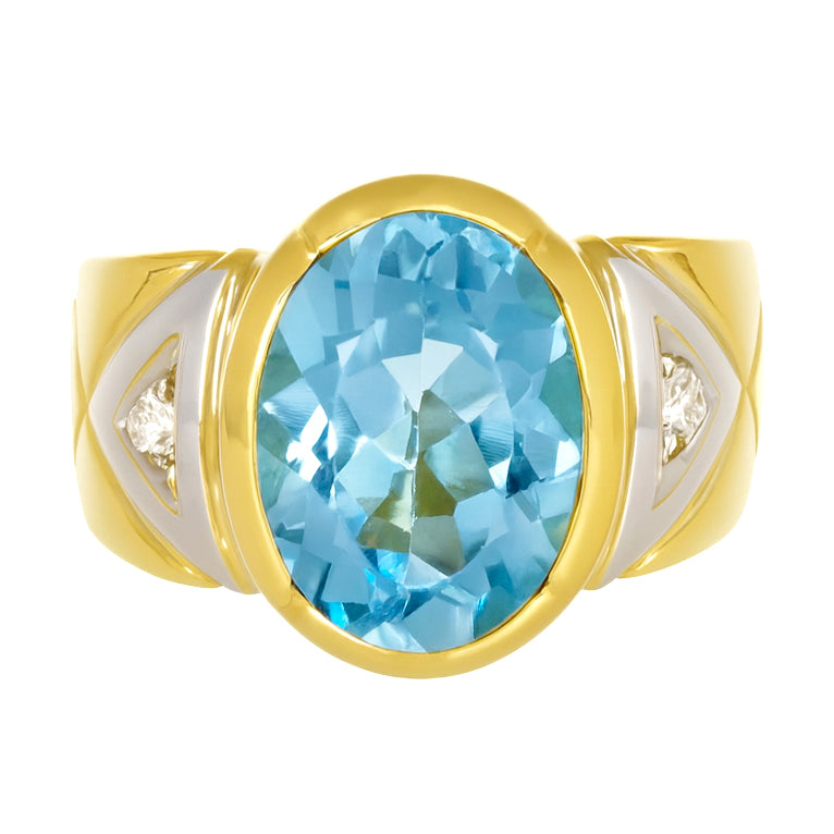 Anello - 18 carati Oro bianco, Oro giallo - 5.12ct. tw. Topazio - Diamante