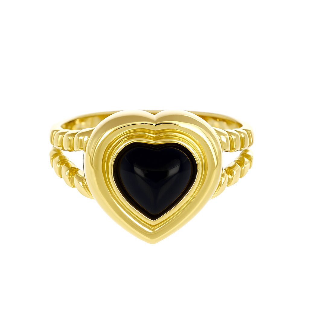 Anello - 18 carati Oro giallo - 1.25ct. tw. Onice