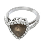 Anello - 18 carati Oro bianco - 6.08ct. tw. Quarzo - Diamante