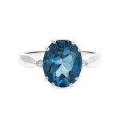 Anello - 18 carati Oro bianco - 5.55ct. tw. Topazio - Diamante