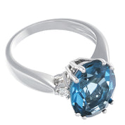 Anello - 18 carati Oro bianco - 5.55ct. tw. Topazio - Diamante