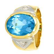 Anello - 18 carati Oro bianco, Oro giallo - 5.12ct. tw. Topazio - Diamante