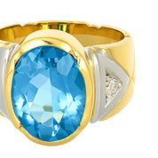 Anello - 18 carati Oro bianco, Oro giallo - 5.12ct. tw. Topazio - Diamante