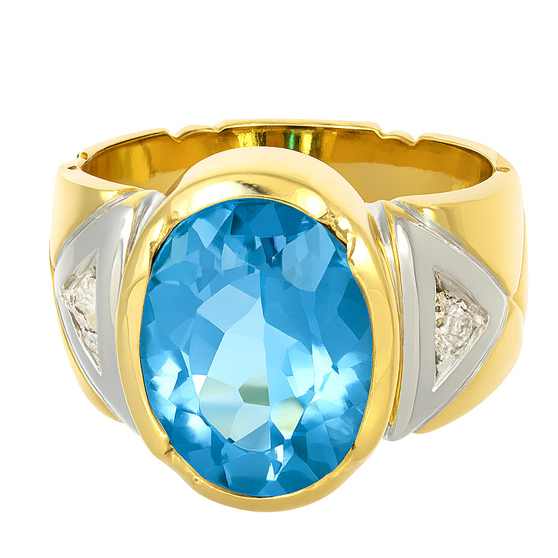 Anello - 18 carati Oro bianco, Oro giallo - 5.12ct. tw. Topazio - Diamante