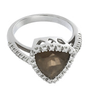 Anello - 18 carati Oro bianco - 6.08ct. tw. Quarzo - Diamante