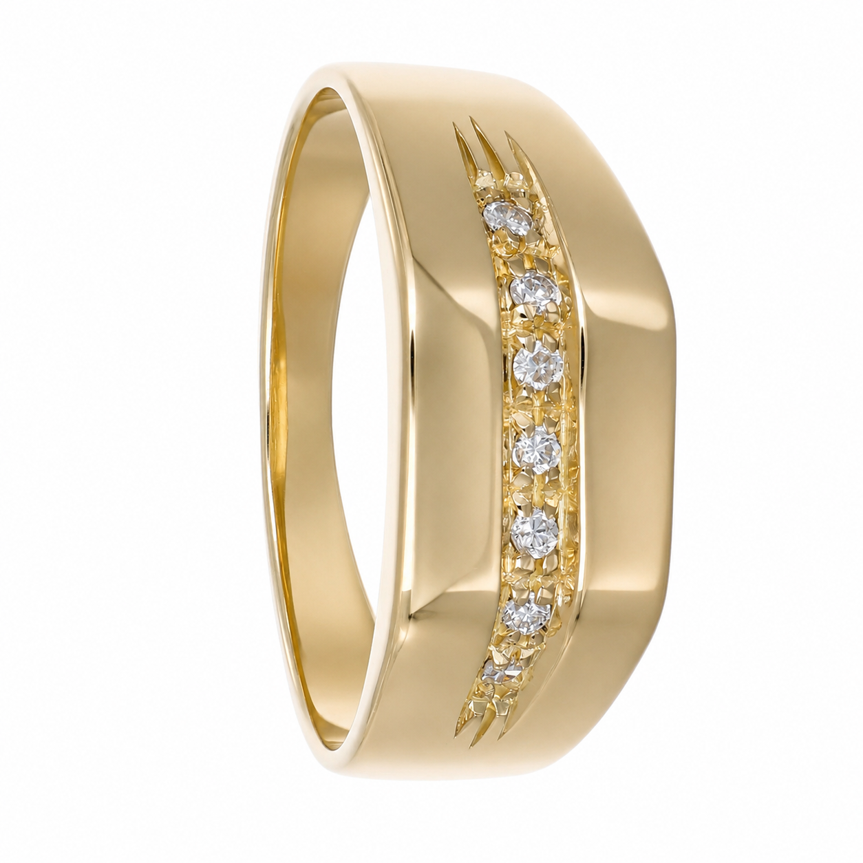 Anello - 18 carati Oro giallo - 0.14ct. tw. Diamante (Naturale) - Made in Italy - Handmade
