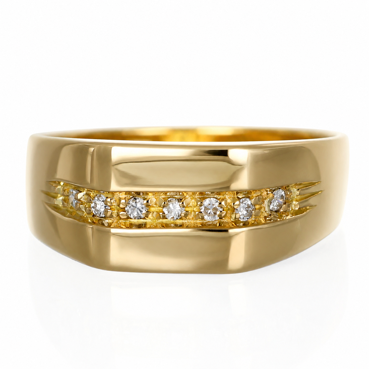 Anello - 18 carati Oro giallo - 0.14ct. tw. Diamante (Naturale) - Made in Italy - Handmade