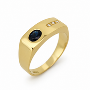 Anello - 18 carati Oro giallo - 0.545ct. tw. Zaffiro - Diamante - Made in Italy - Handmade