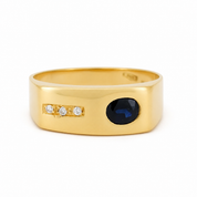 Anello - 18 carati Oro giallo - 0.545ct. tw. Zaffiro - Diamante - Made in Italy - Handmade