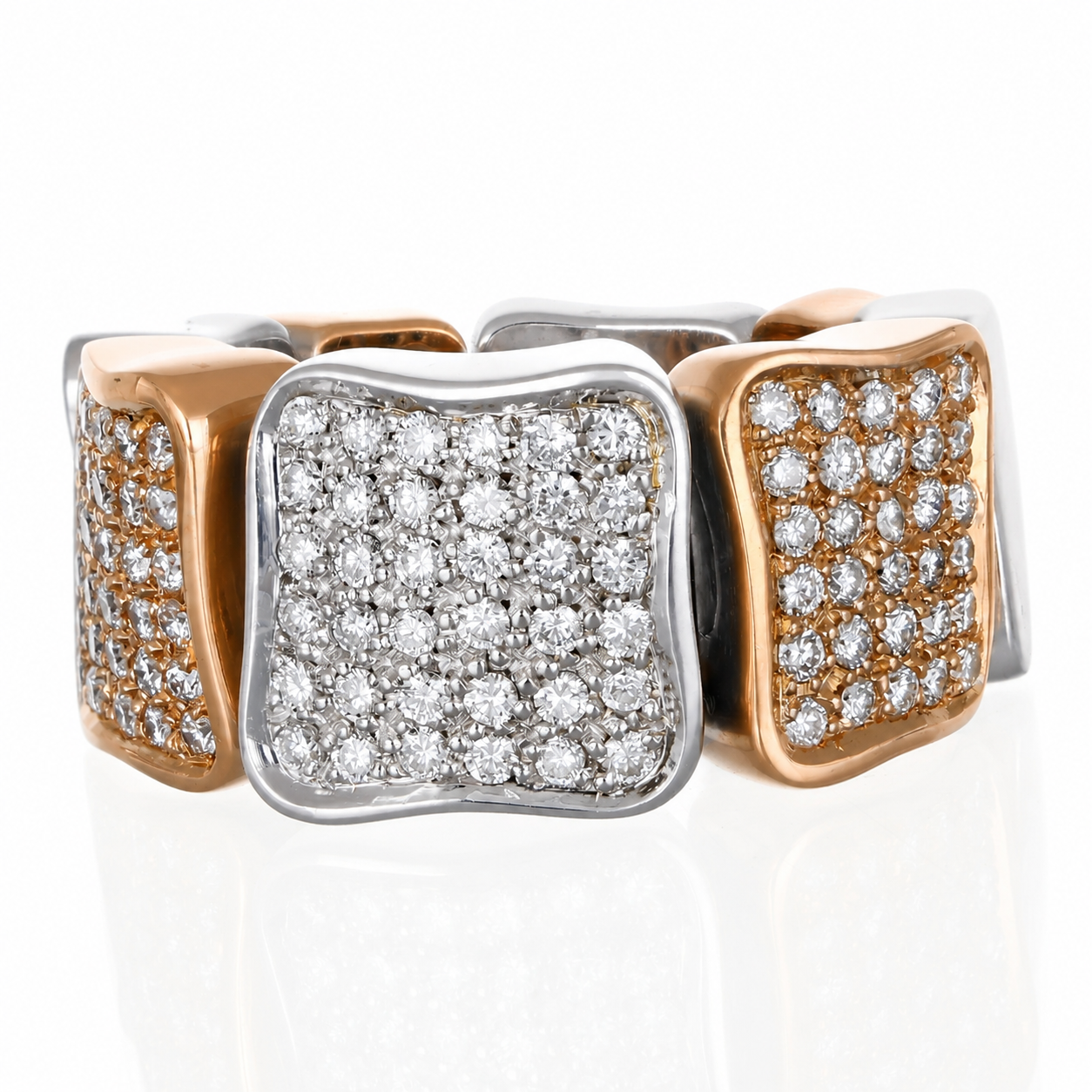 Anello - 18 carati Oro bianco, Oro giallo - 1.28ct. tw. Diamante (Naturale) - Made in Italy - Handmade