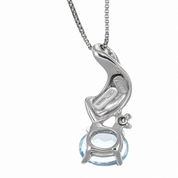 Collana con ciondolo - 18 carati Oro bianco - 1.32ct. tw. Acquamarina - Diamante - Made in Italy - Handmade