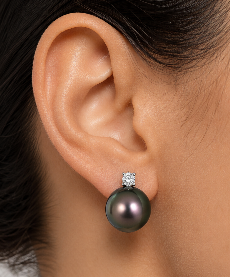 Orecchini - 18 carati Oro bianco - 0.26ct. tw. Diamante (Naturale) - Perla - Made in Italy - Handmade
