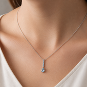 Collana con ciondolo - 18 carati Oro bianco - 0.92ct. tw. Acquamarina - Topazio - Made in Italy - Handmade